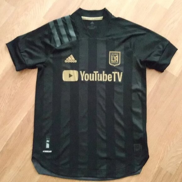 Adidas Men's Medium LAFC 2020/2021 Authentic Home Black/Gold Aeroready Jersey - Picture 1 of 2